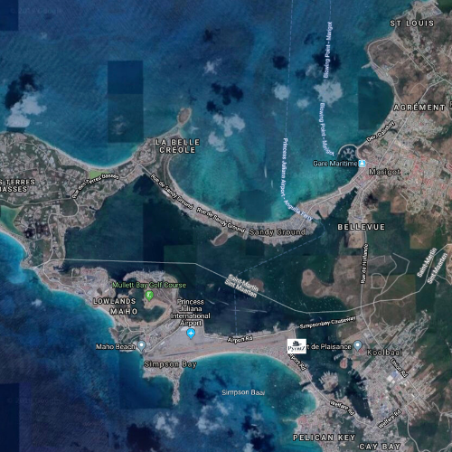 Map of St Maarten showing where the Pyratz dock is located