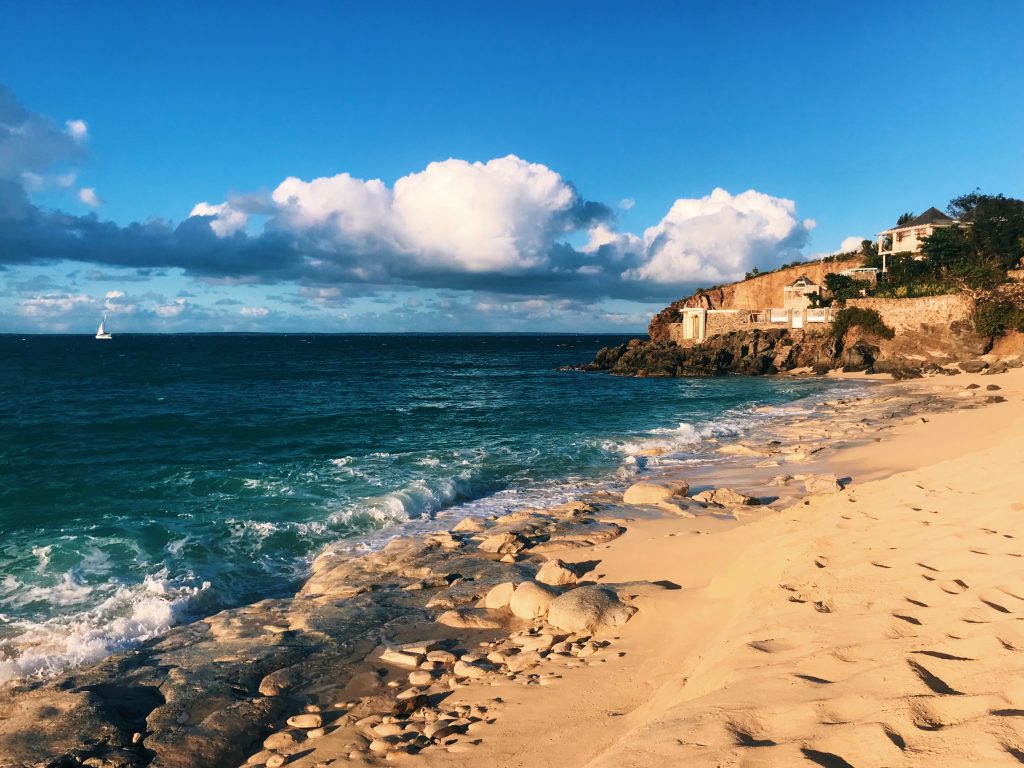 Beach of Baie Rouge in Saint Martin