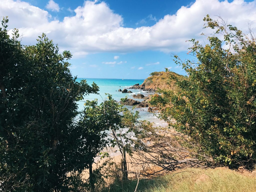 View from the footpath to reach Happy Bay from Friar's Bay.