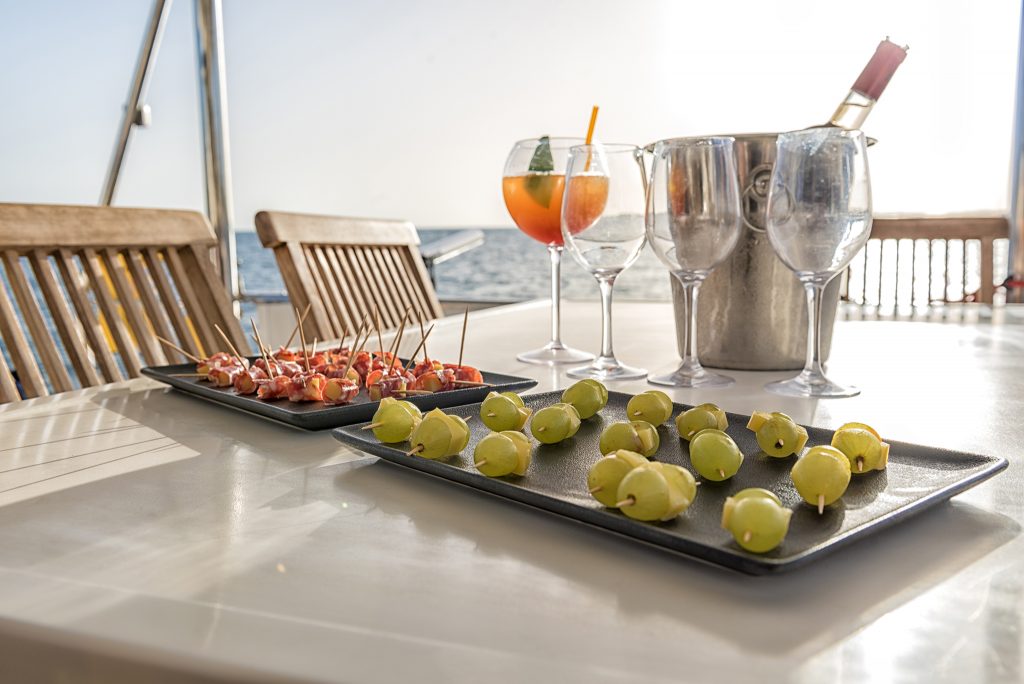 tapas and drinks you will enjoy during your private boat charter