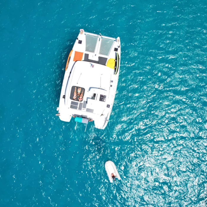 Galaxy motor catamaran has a comfortable deck layout for optimized comfort onboard