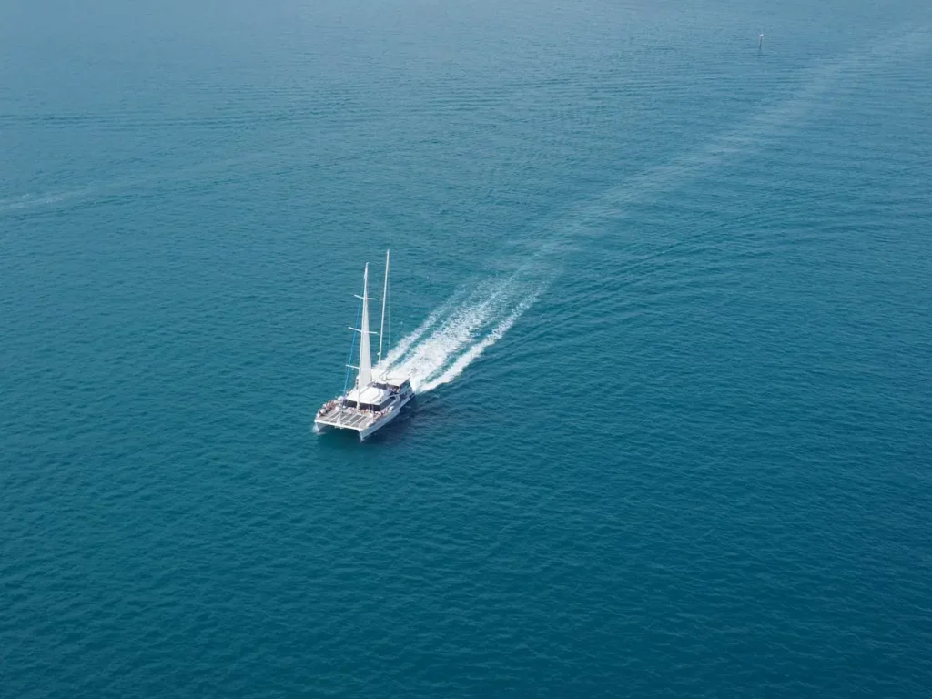 Sailing catamaran from Pyratz sailing in the caribbean sea