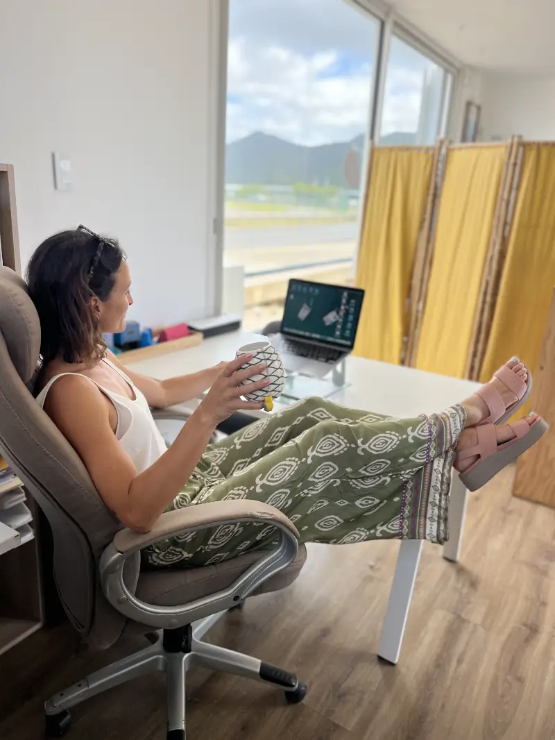 Alisson doing office work during the hurricane season at Saint Martin