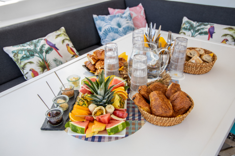 Food onboard our full day boat charter in St Martin