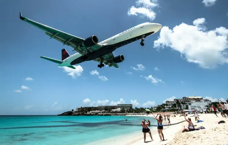 Big jet landing at Sint Maarten