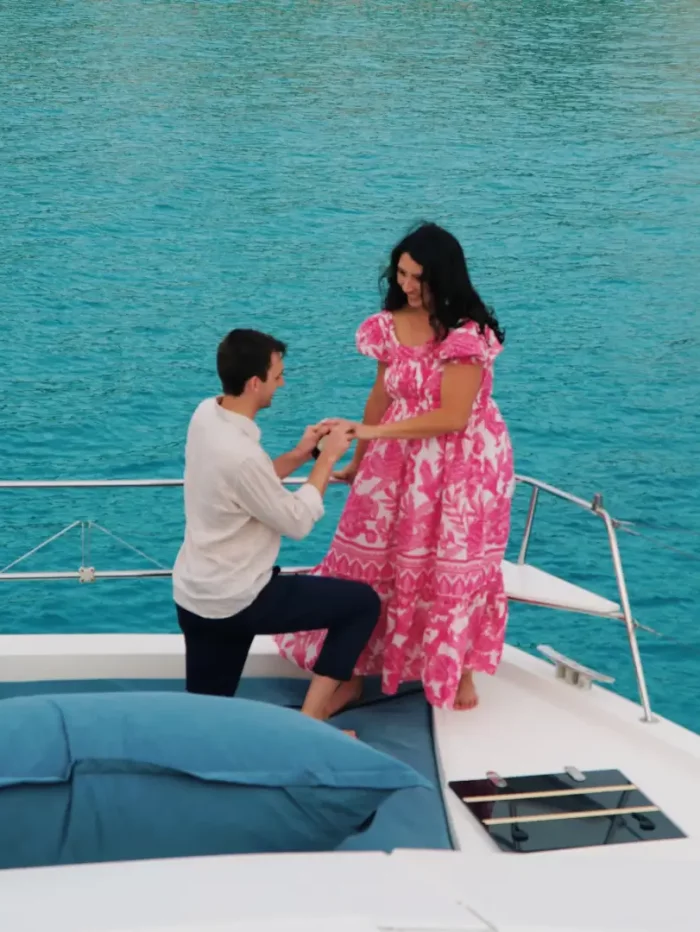 Taylor & Chad’s Dreamy Proposal by the Sea Taylor and Chad's proposal moment